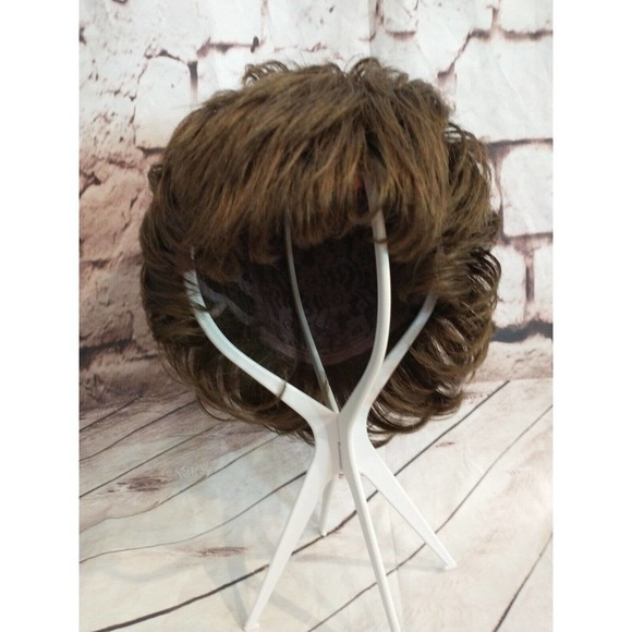 Brunette brown Auburn Red Shag short hair modacrylic Wig Nature Blend with stand - Picture 1 of 6